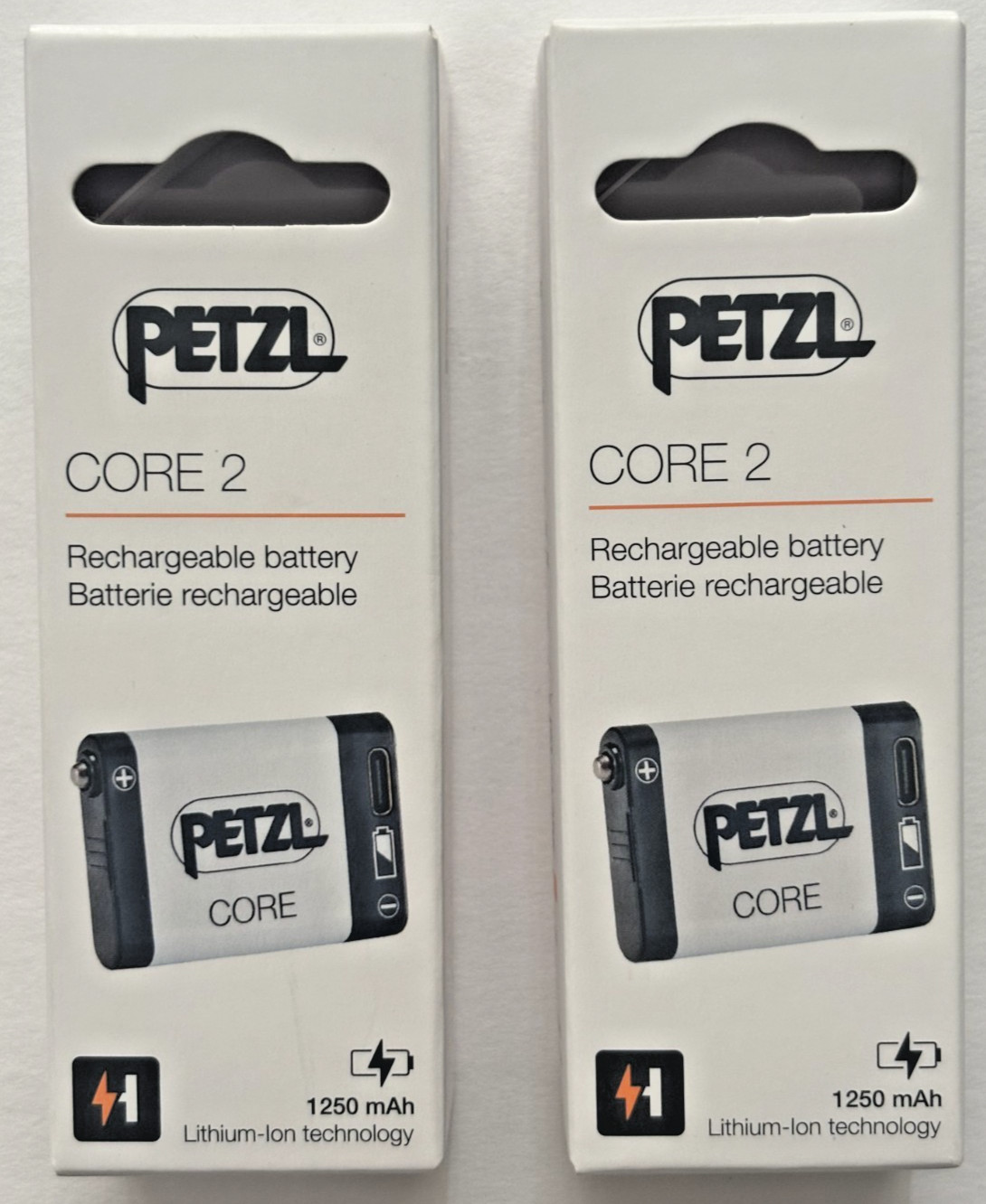 Petzl Core 2 Headlamp USB-C Rechargeable Lithium Hybrid System Batteries 2x NEW!