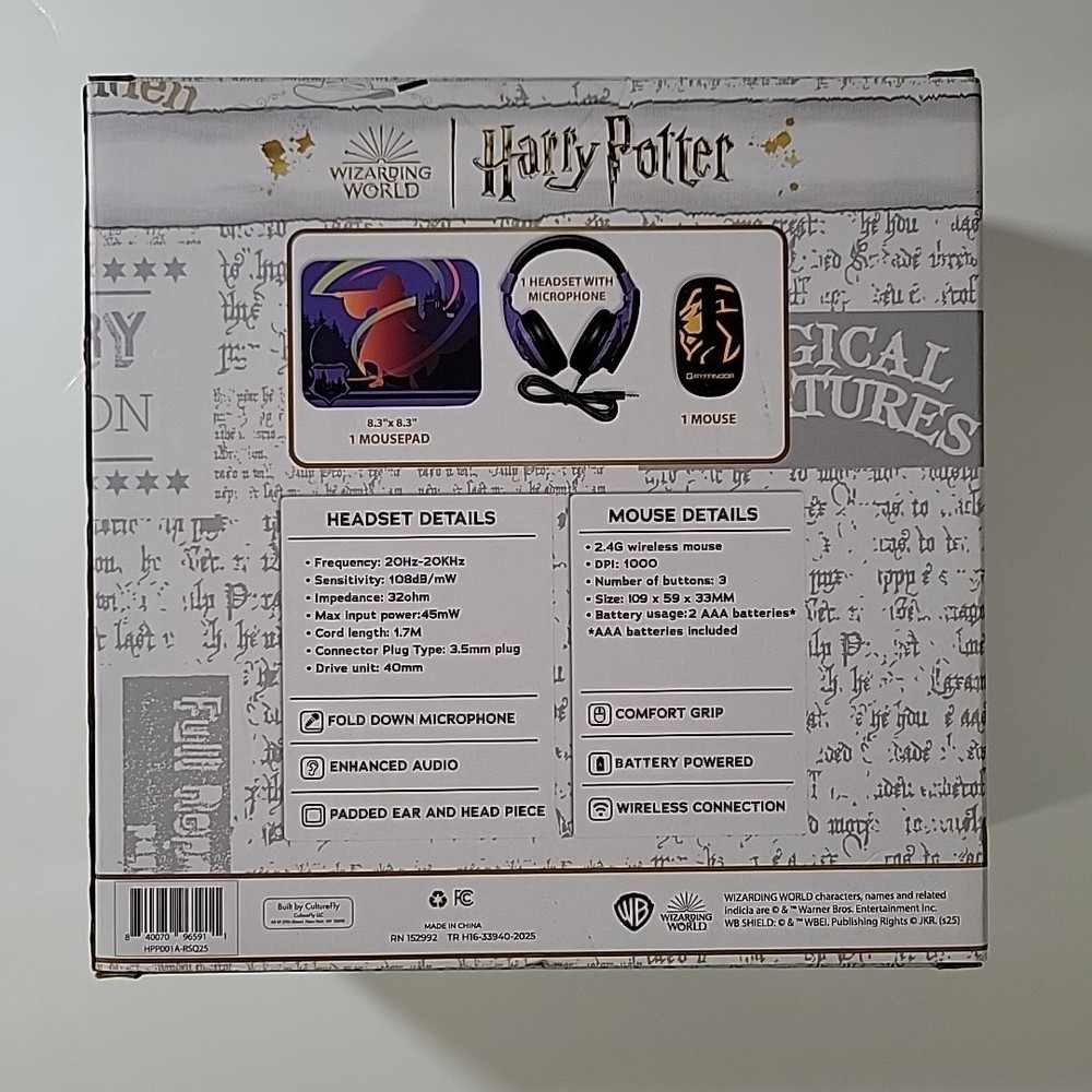 Harry Potter Headsets with Microphone, Wireless Mouse And mouse pad Tech Bundle