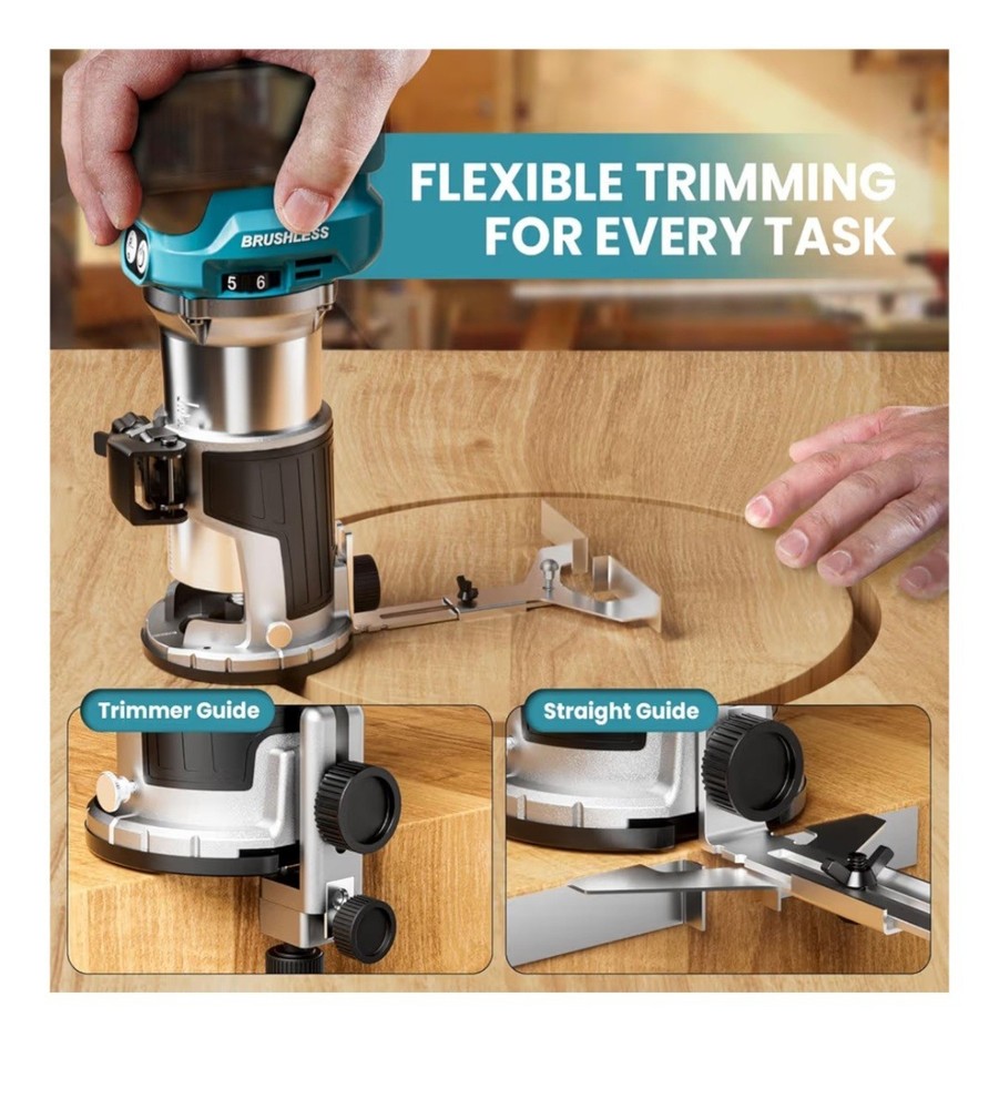 Cordless Compact Router Compatible with Makita Battery (Bare Tool), 6 Variable