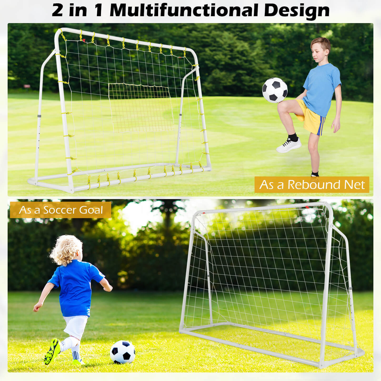 6.1' x 4' Versatile Soccer Rebounder 2 in 1w/ Shooting Auxiliary Area 4 Nails