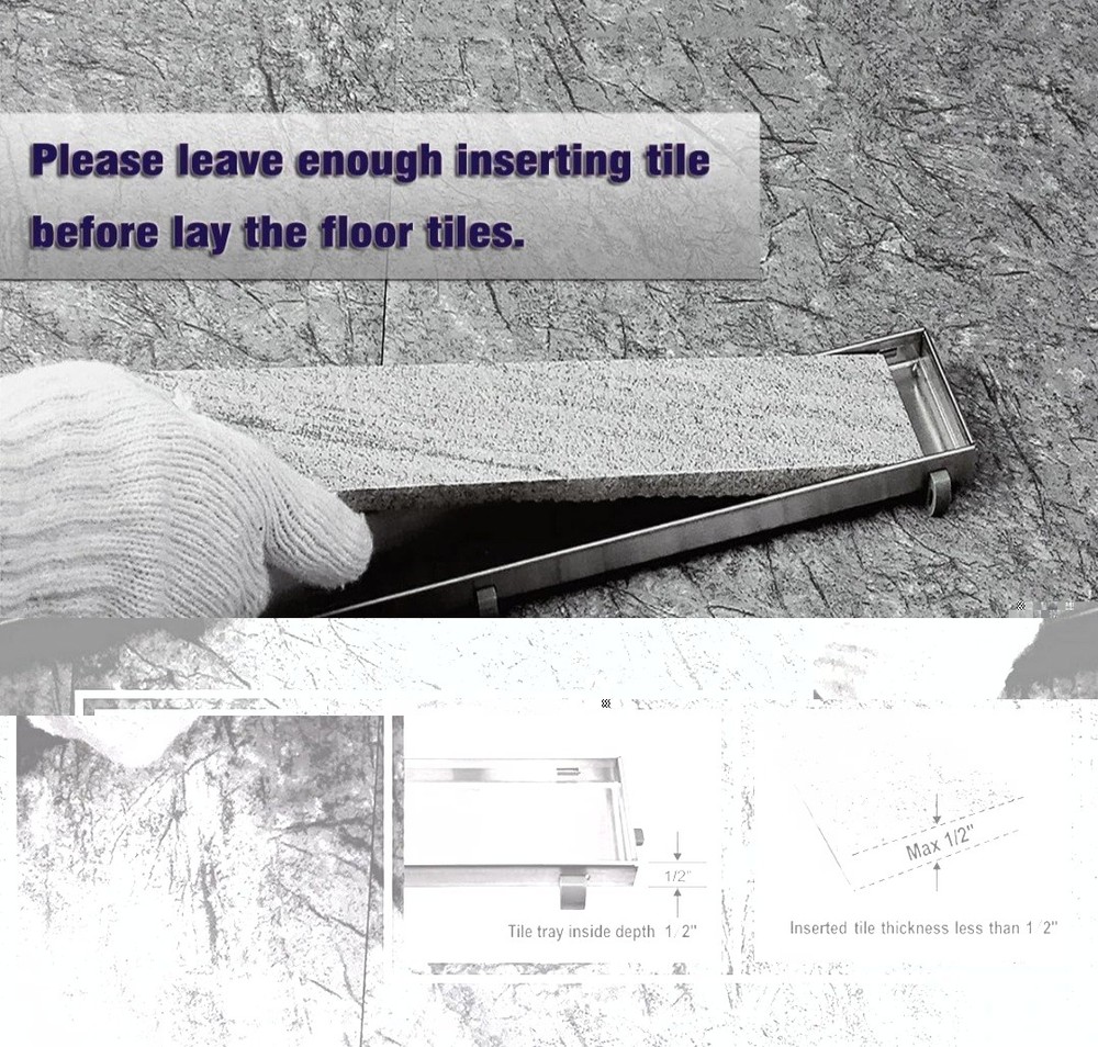 Neodrain 18 Inch Linear Shower Drain with Tile Insert Grate(Ms221)