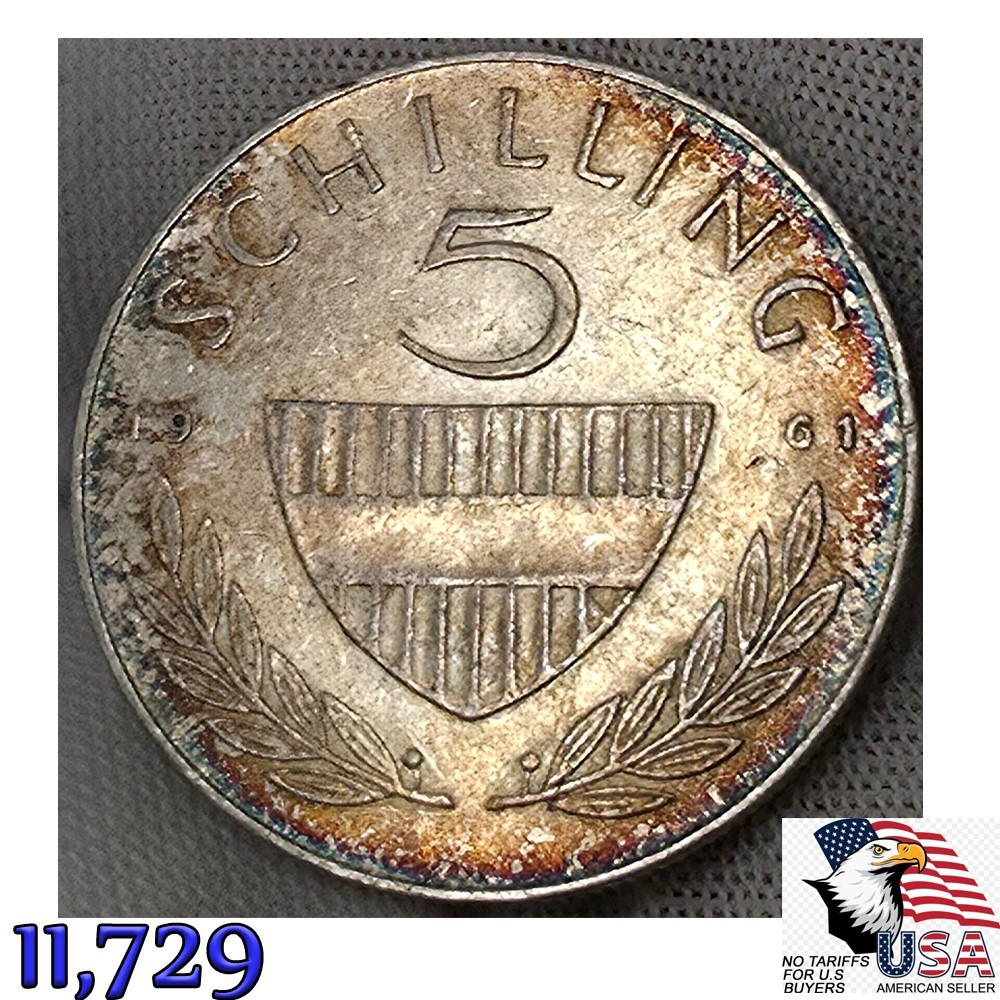 1961 AUSTRIA Silver 5 SCHILLING 5S