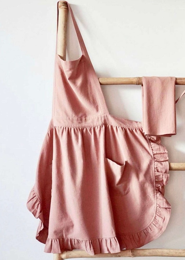a mente Cotton Ruffle Apron & Dish Cloth Set