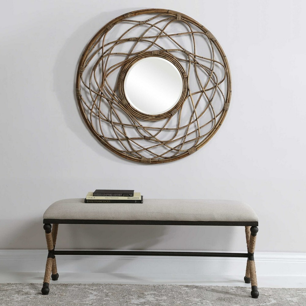 FIRTH IRON & ROPE 48" COASTAL DECOR INSPIRED ACCENT BENCH UTTERMOST 23528
