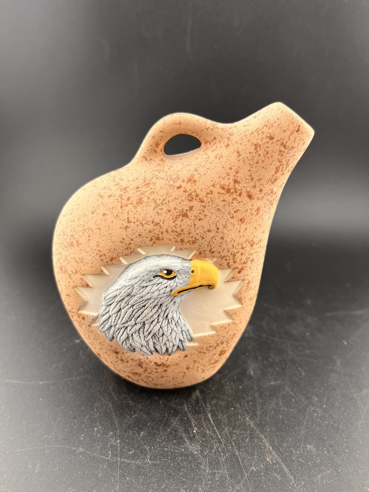 Vtg Bald Eagle Decanter Vase Jug Pottery 80s