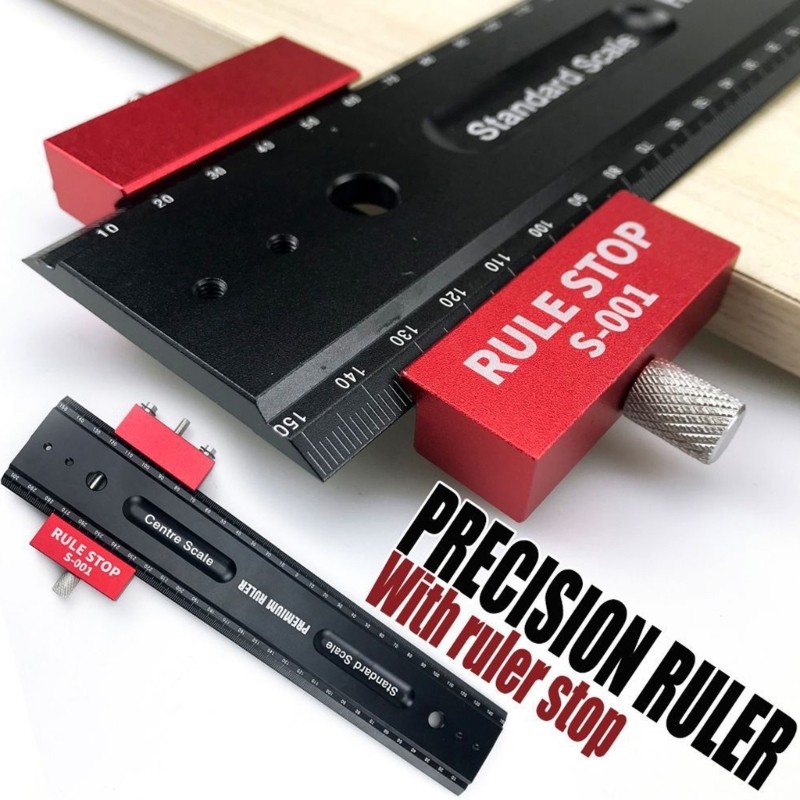 Versatile Aluminum Measuring Rule with Stoppers for Accurate Construction Work