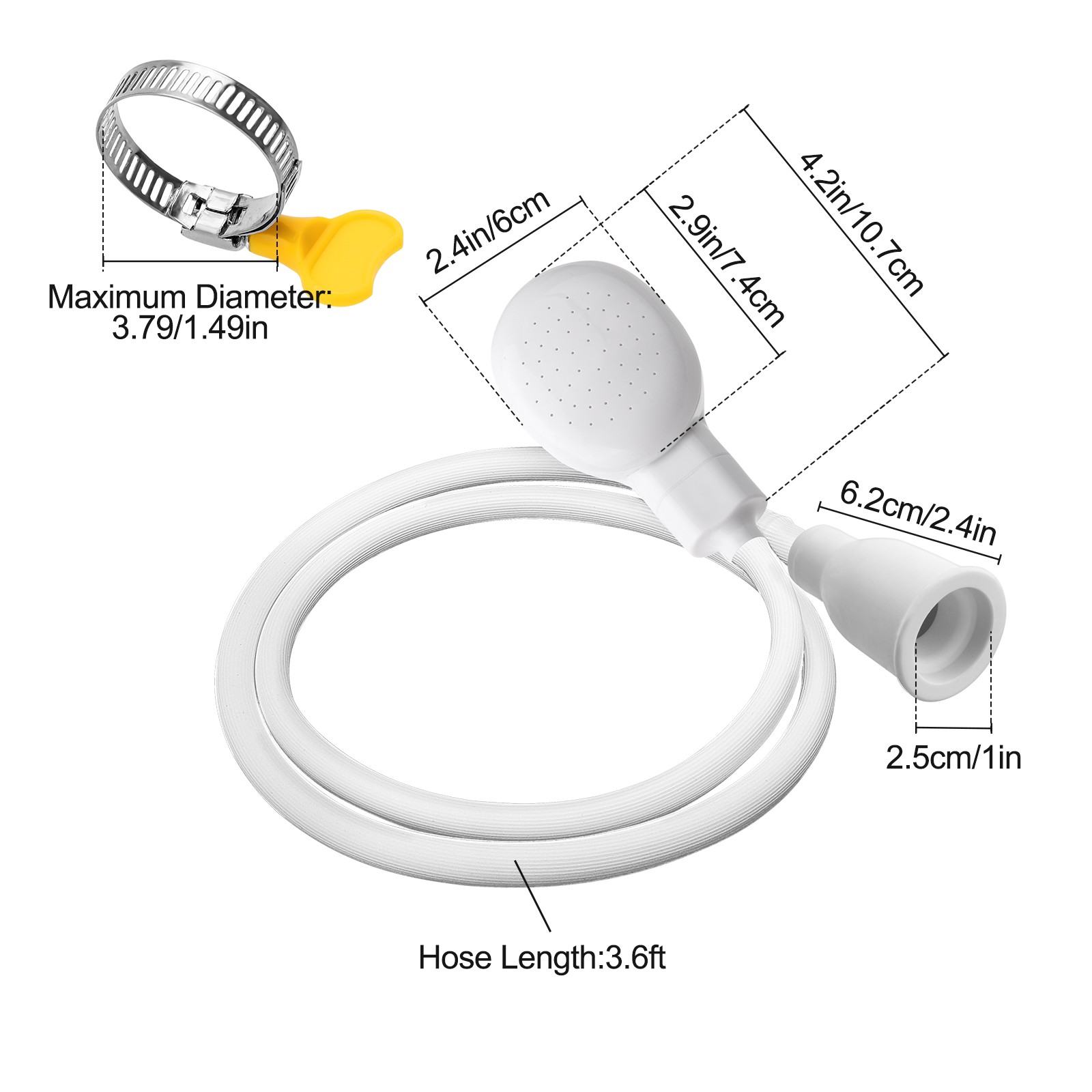 3.6ft Portable Handheld Shower Head Sink Hose Faucet Sprayer for Pet Baby Bath