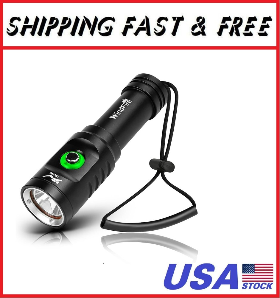 Dive Light Scuba Diving Flashlight, Super Bright Rechargeable Waterproof Torch