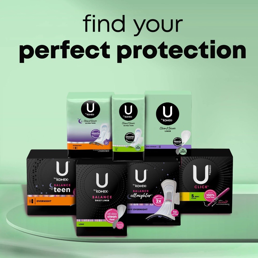 U by Kotex Clean & Secure Ultra Thin Pads, Regular Absorbency, 60 Count