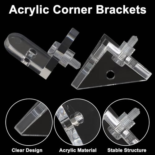 Piutouyar 20 Pack Acrylic Corner Brackets, Clear L-Shaped & Triangle Corner