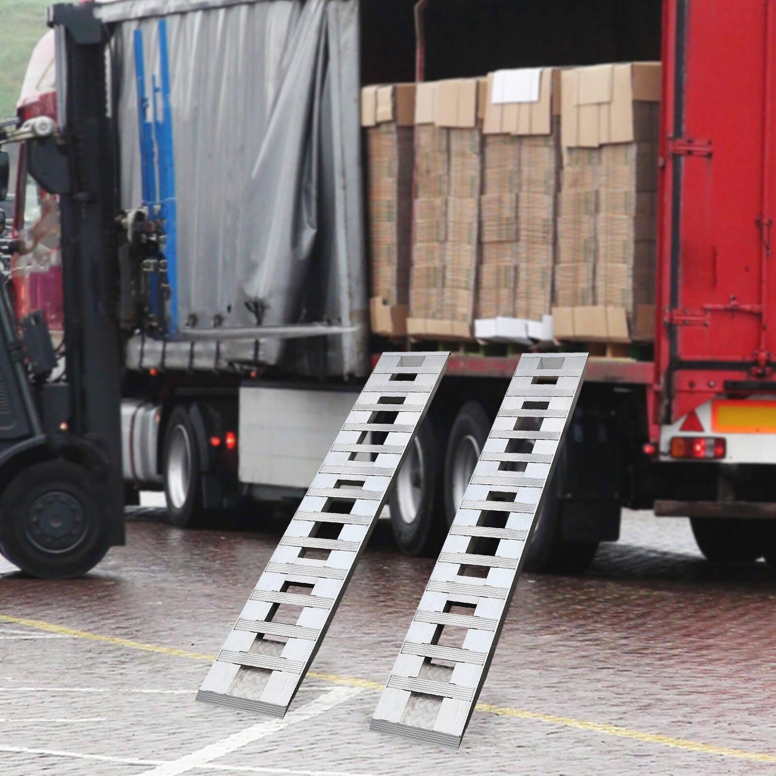 2pcs Aluminum Trailer Ramps Loading Ramps Truck Car Auto Trailer Ramps