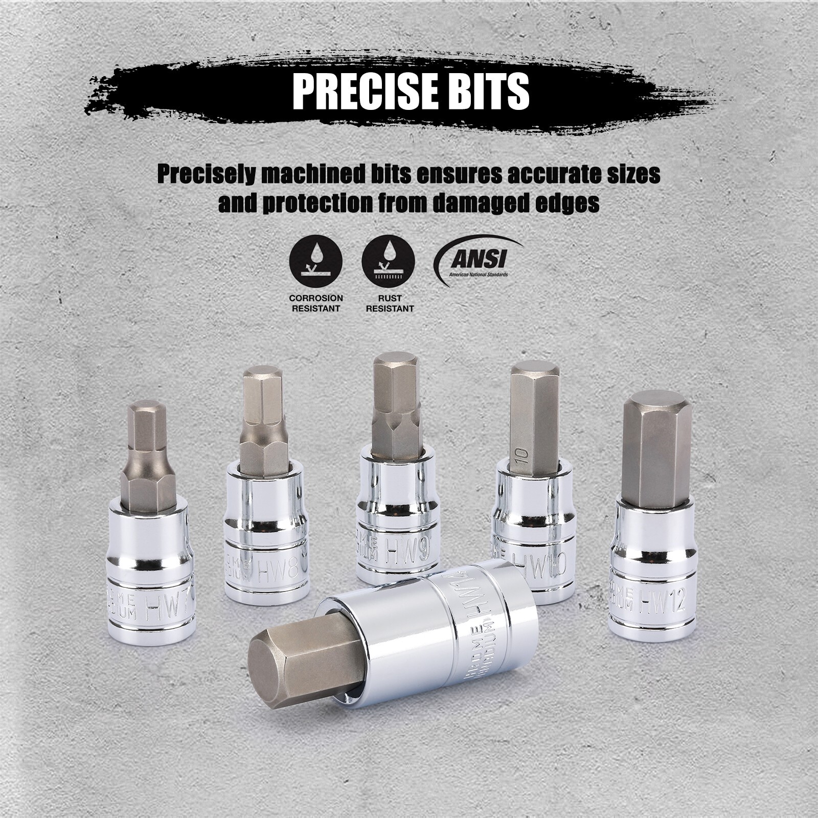 33PCS Hex Bit Socket Set, 1/4", 3/8" and 1/2" Drive, SAE & Metric Allen Socket