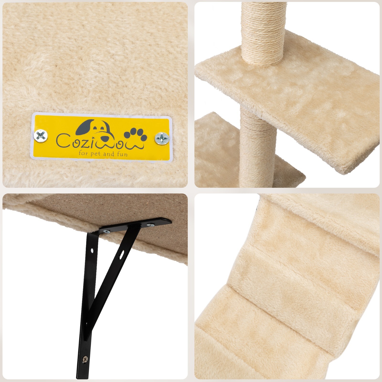 COZIWOW 5 Pcs Wall-Mounted Cat Climber Set Wood Indoor Cat Furniture Cat Shelves