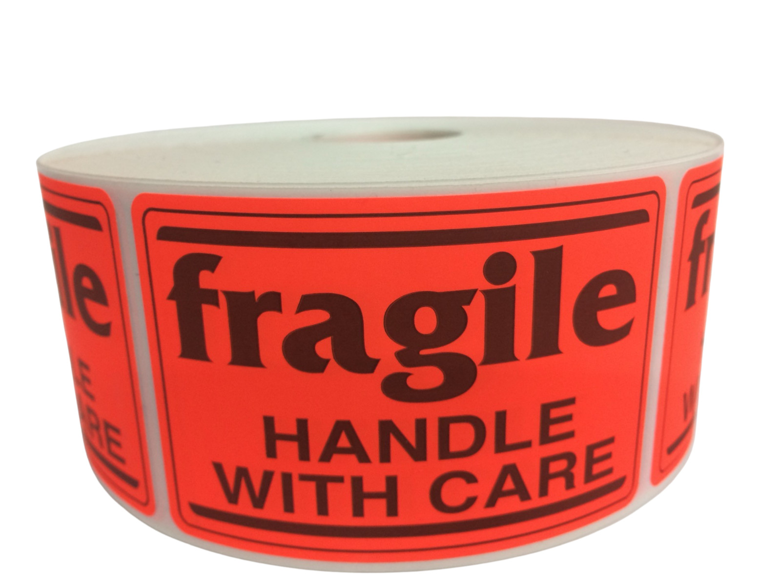 2x3, fragile/HANDLE WITH CARE, Br/Red 500 labels per roll, 1-40 RLS