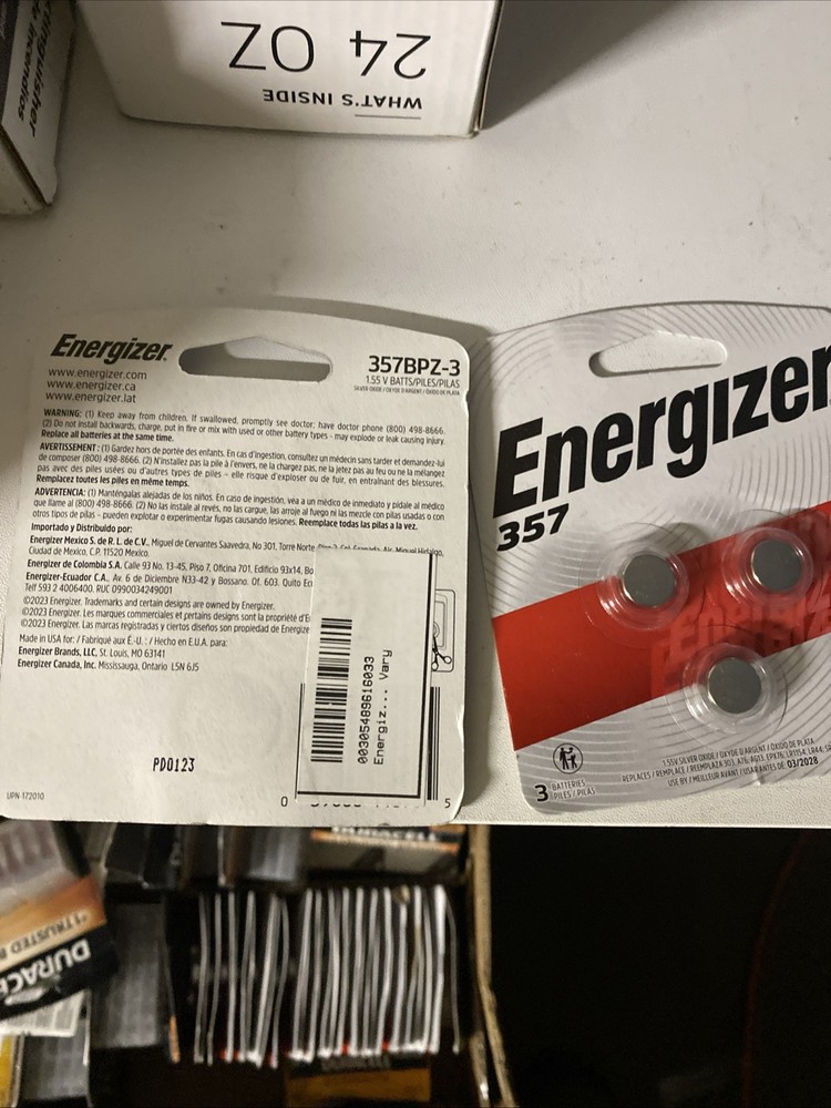 Energizer 357 1.55 V - 3 Pack Battery Zero Mercury NEW SEALED