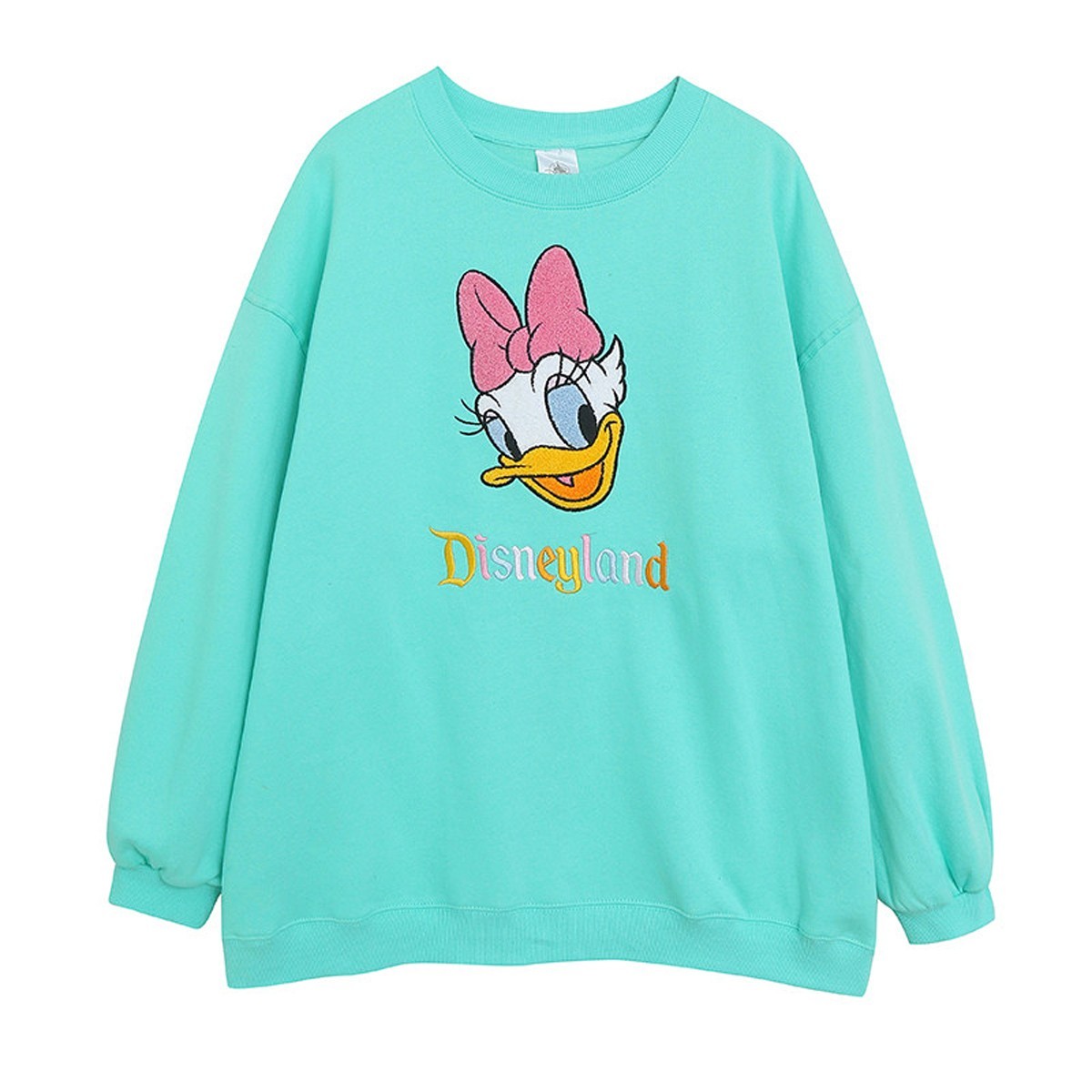 2025 Disneyland Daisy Duck Embroidered Turquoise Crewneck Sweatshirt Size M