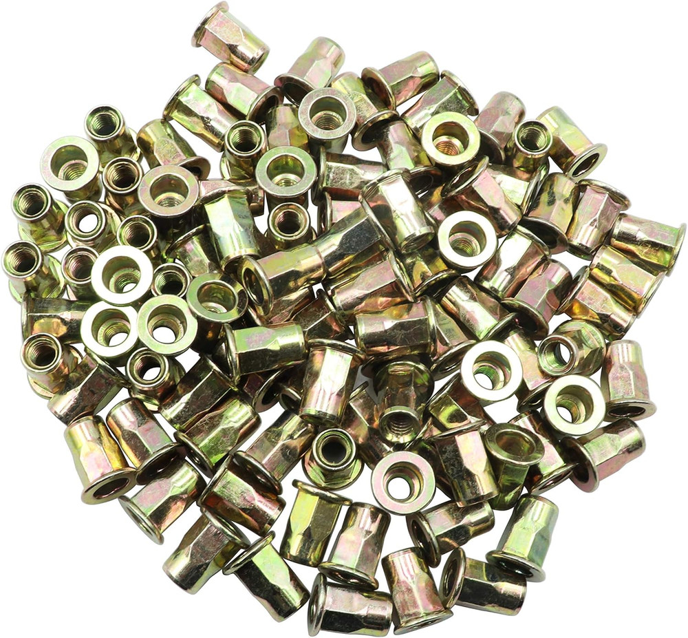 LBY 60Pcs Carbon Steel Rivet Nuts, M6 Thread Insert Nutsert (Half-Hexagonal) Riv