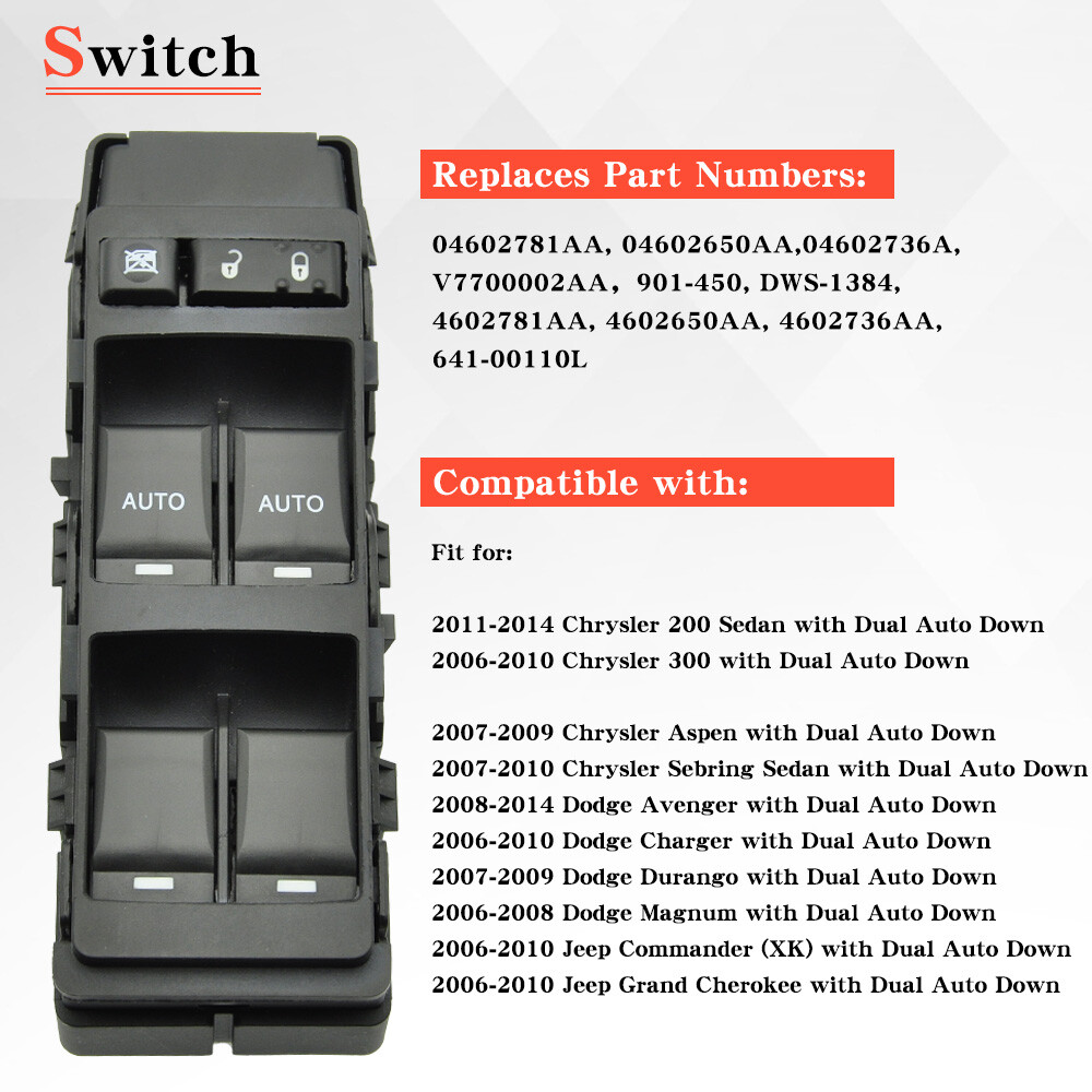 4602781AA Power Window Switch Master Left Driver Side for Chrysler Dodge Jeep
