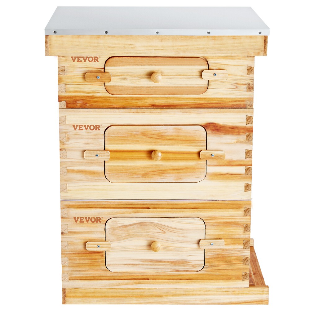 VEVOR Bee Hive Langstroth Kit 20 Deep & 10 Medium Frames with Acrylic Windows