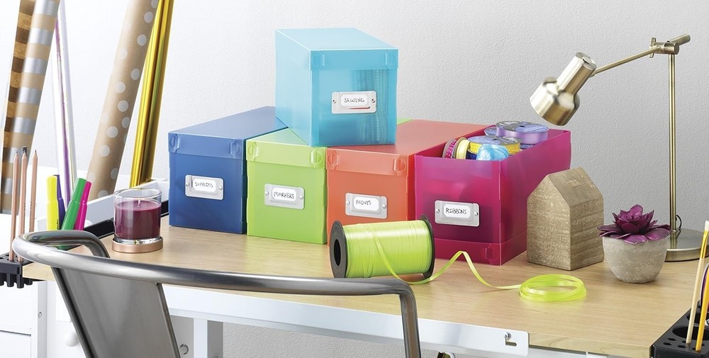 Colorful Stackable CD Storage Boxes Set of 5 - Durable & Easy Assembly