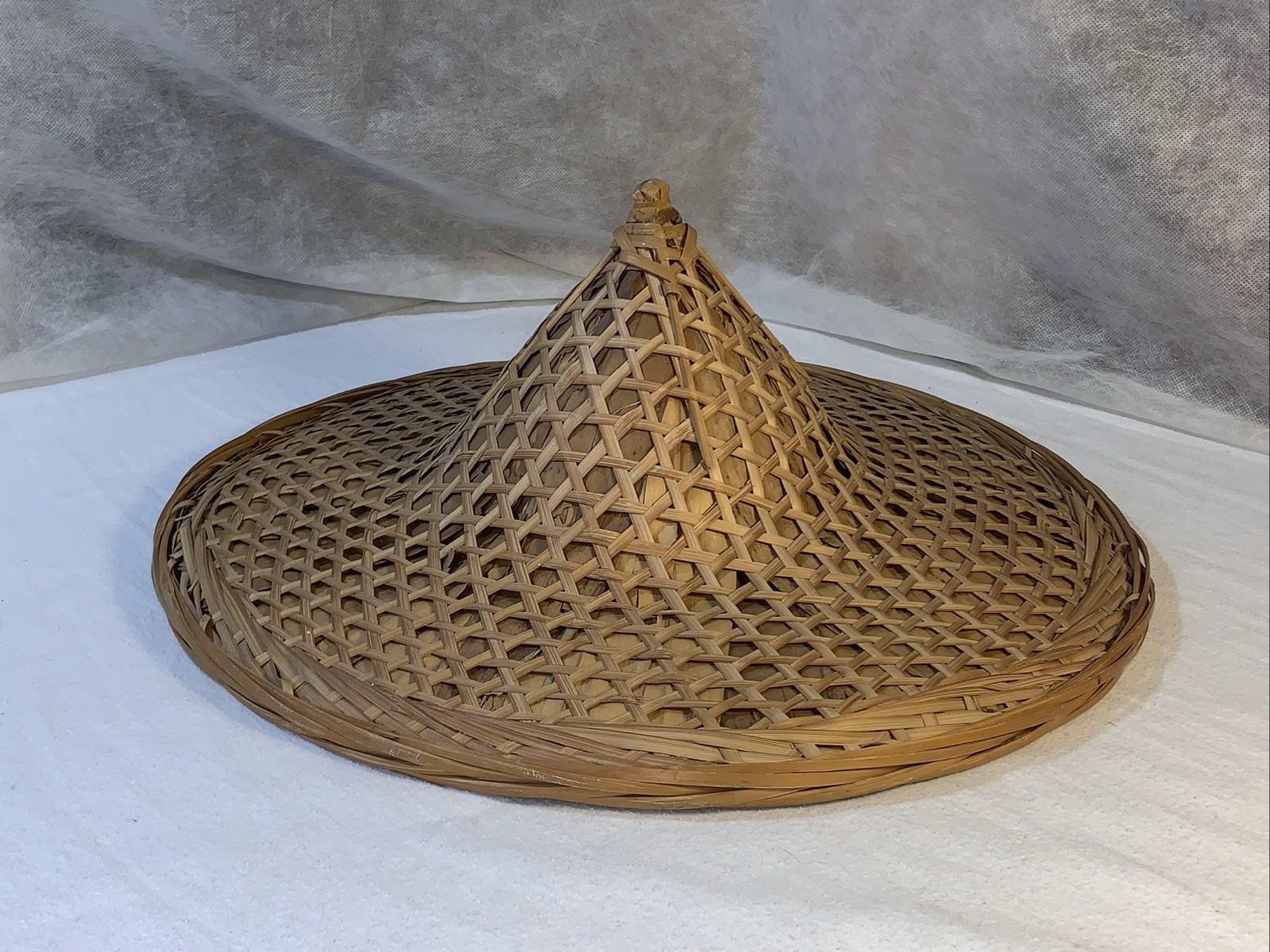 Conical Straw Hat Vtg Asian Chinese Handmade Sun Gardening Rice Coolie 18" Large