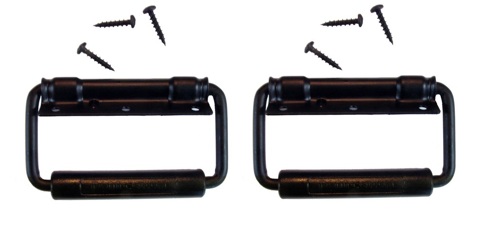 (2 PACK) PENN ELCOM 2356BK Surface Mount Spring Loaded Handle w/Screws - BLACK