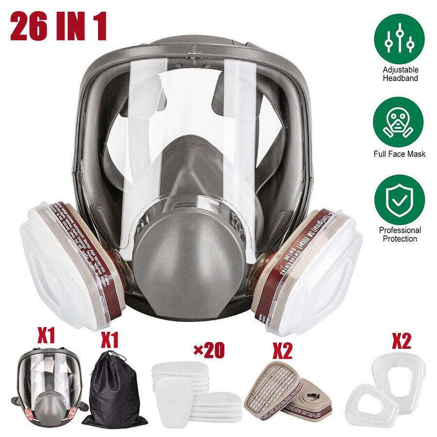 Full Face Gas Mask Painting Spraying Respirator w/Filters Set for 6800 Facepiece