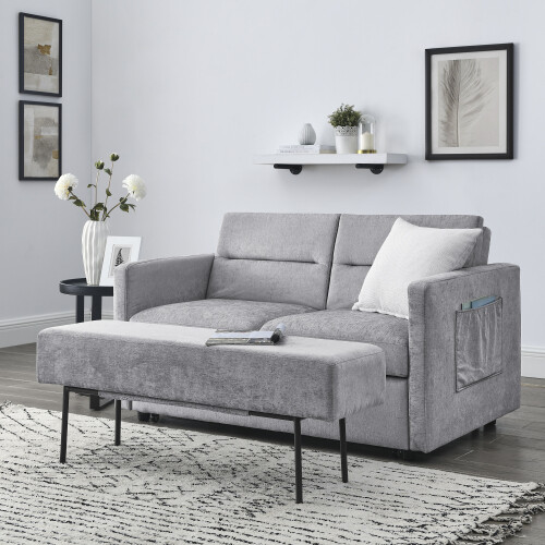 Modern Convertible Sleeper Sofa Bed Loveseat Sofa Couch w/ Pull-Out Bed & Bench