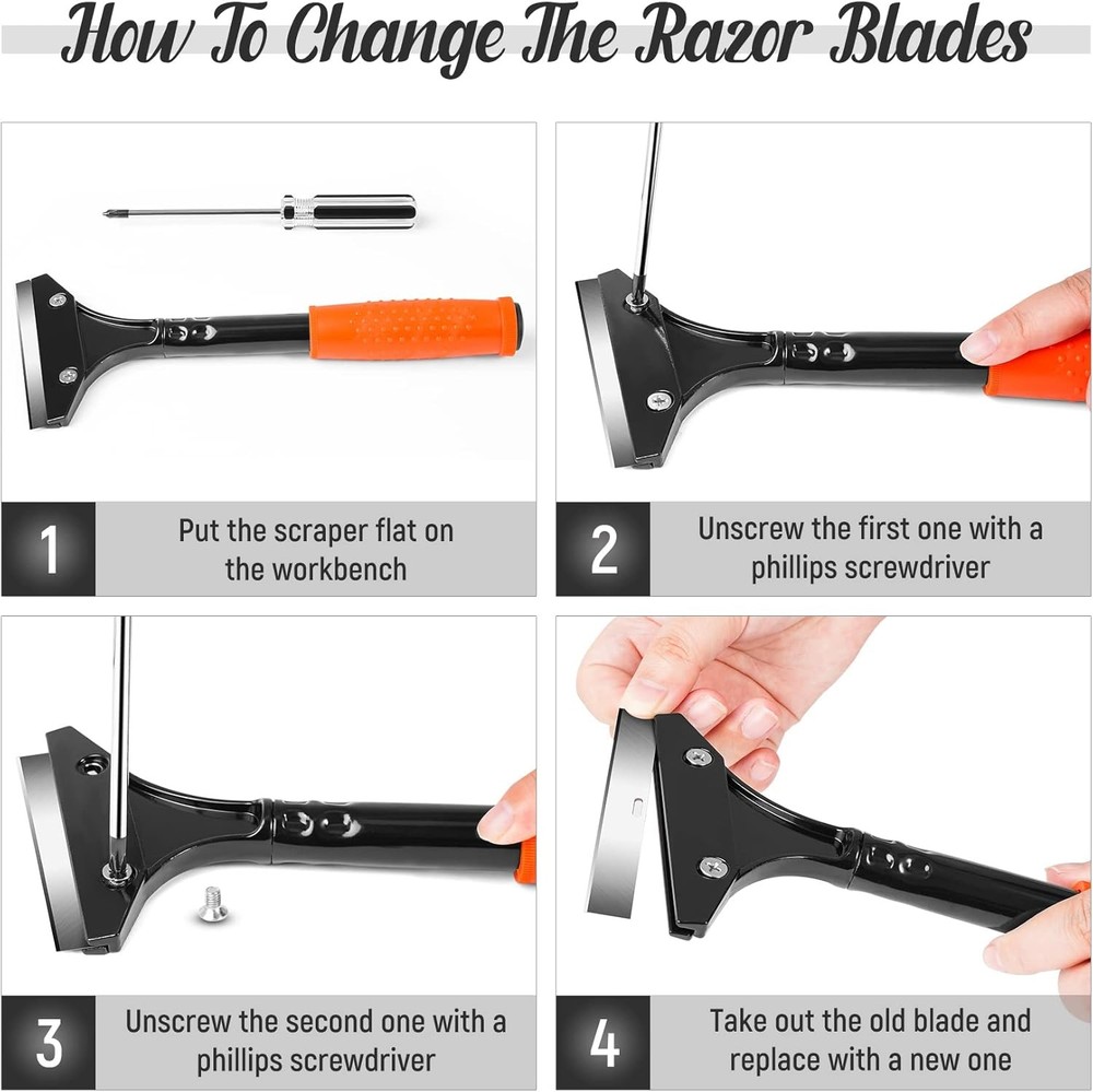 DIYSELF Razor Blade Scraper, Floor Scraper, Scraper Tool for Cleaning, Glass Scr