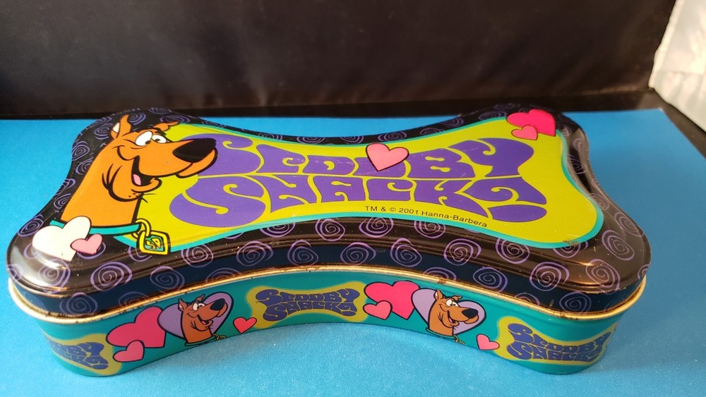 Empty SNOOBY SNACKS Bone Shaped TIN 2001 for Storage, Collections CARTOON Doo