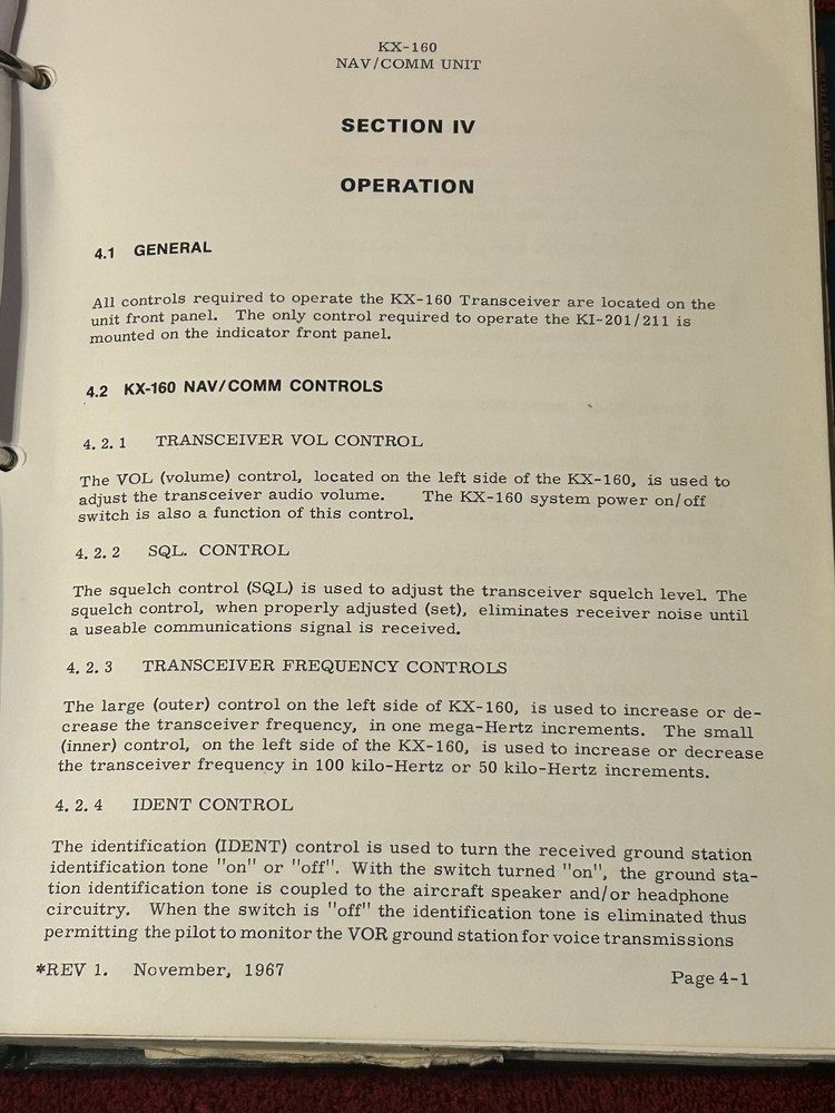 KING KX 160 NAV/COMM SYSTEM MANUAL