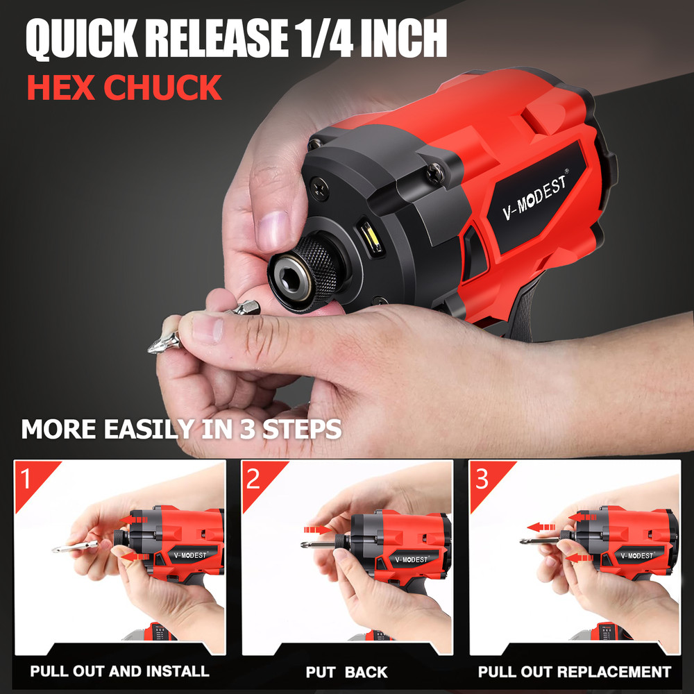 Cordless 1/4" Compact Impact Driver Compatible Milwaukee M18 Battery Bare Tool