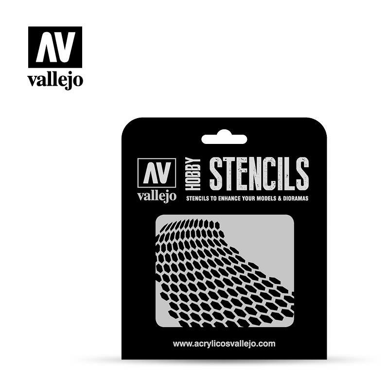 Vallejo Hobby Stencils Distorted Honeycomb Sci-Fi Fantasy Texture For Models