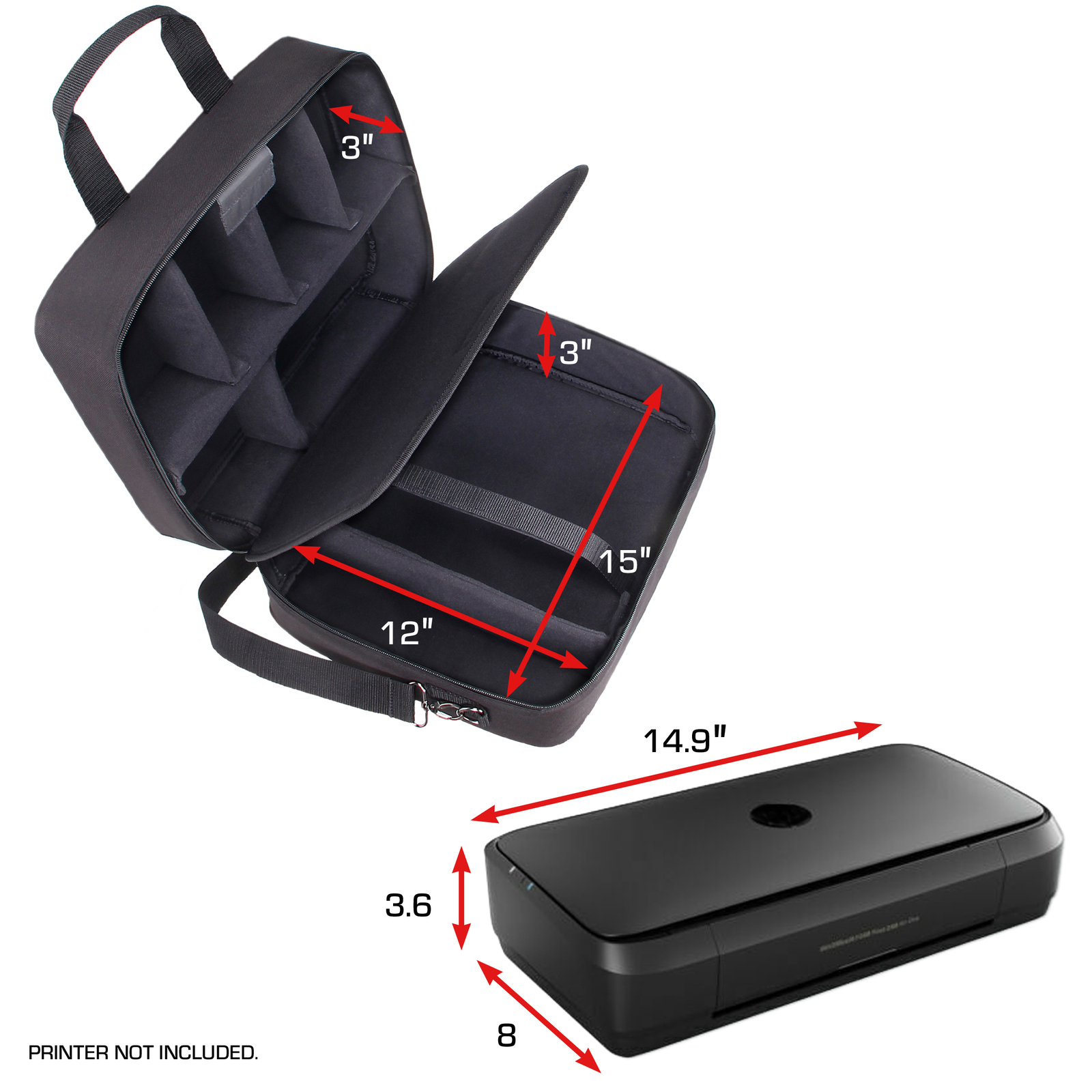 Portable Printer Case Compatible with HP Officejet 250 All-in-One Printer
