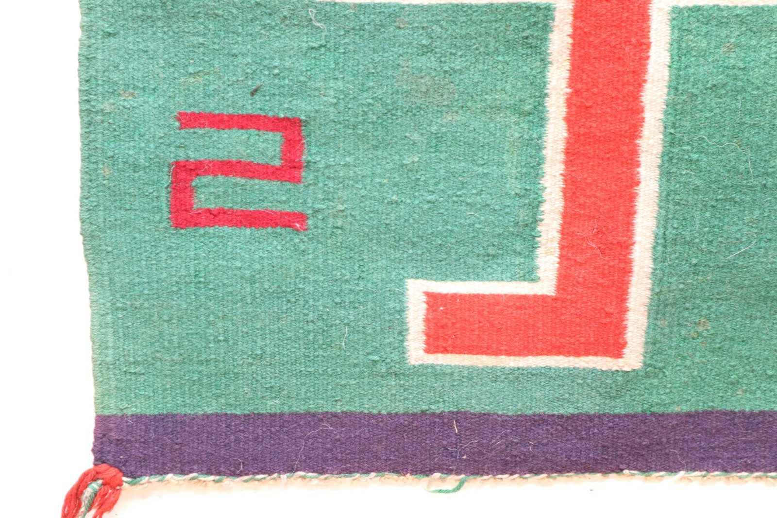 Antique Navajo Germantown Weaving Rug Pictorial Textile 23x22" VTG Whirling LOG