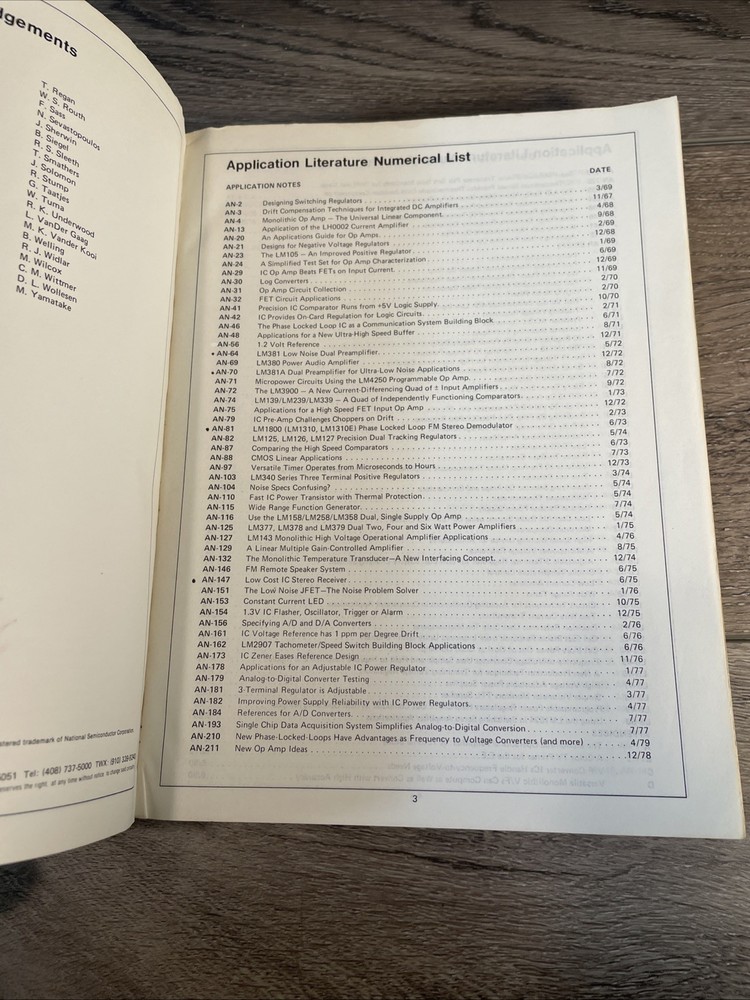 National Semiconductor Linear Applications Handbook Data Book PB 1980