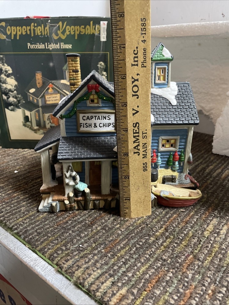 Copperfield Keepsake CAPTAINS FISH & CHIPS Porcelain Lighted House -NO LIGHT