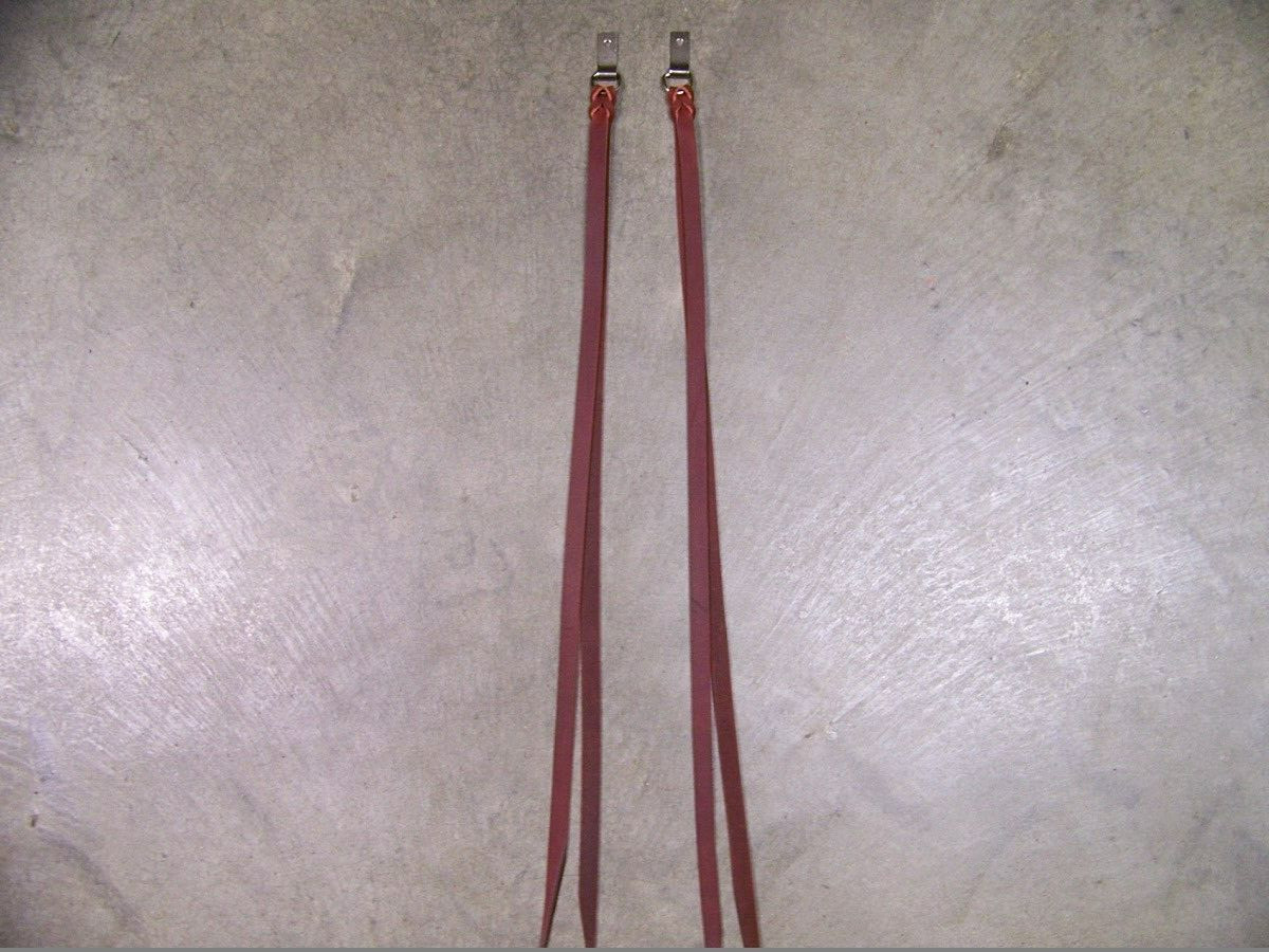 One Pair Leather Saddle Strings Clip & D-Ring Hardware  1/2" Wide Burgundy/Brown