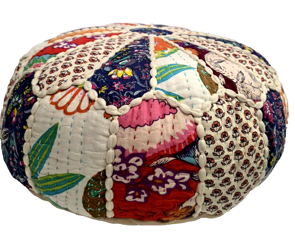 Patchwork Pouffe (Footstool), Approx. 60" Circumferance, Multicolored