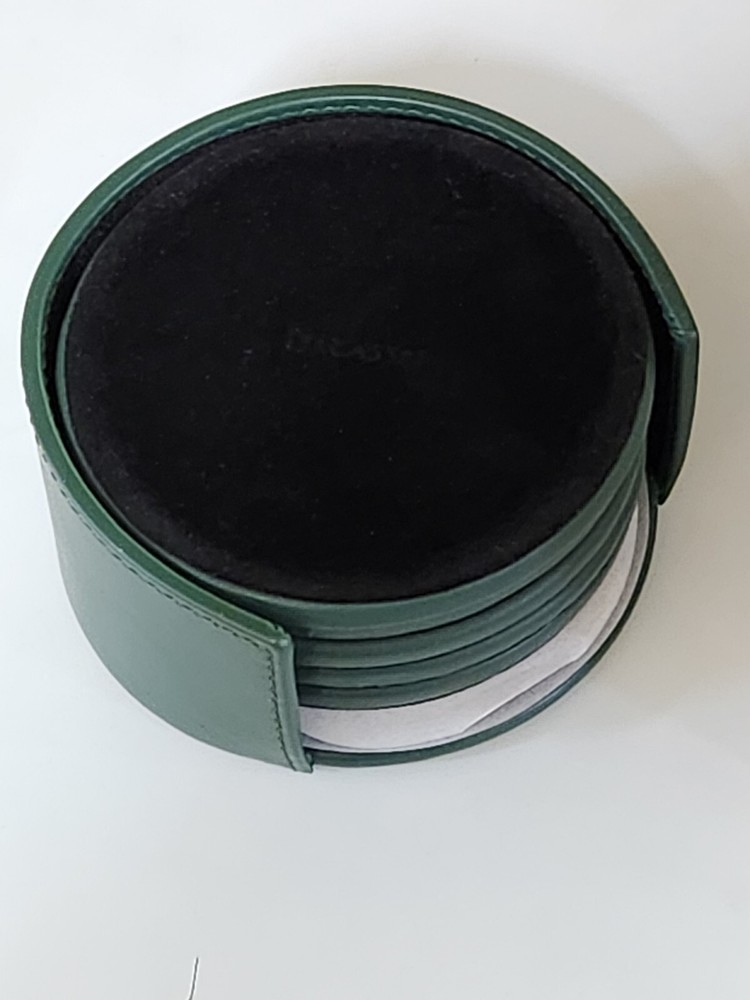 Dacasso Leather Round Coasters Dark Green 6pc