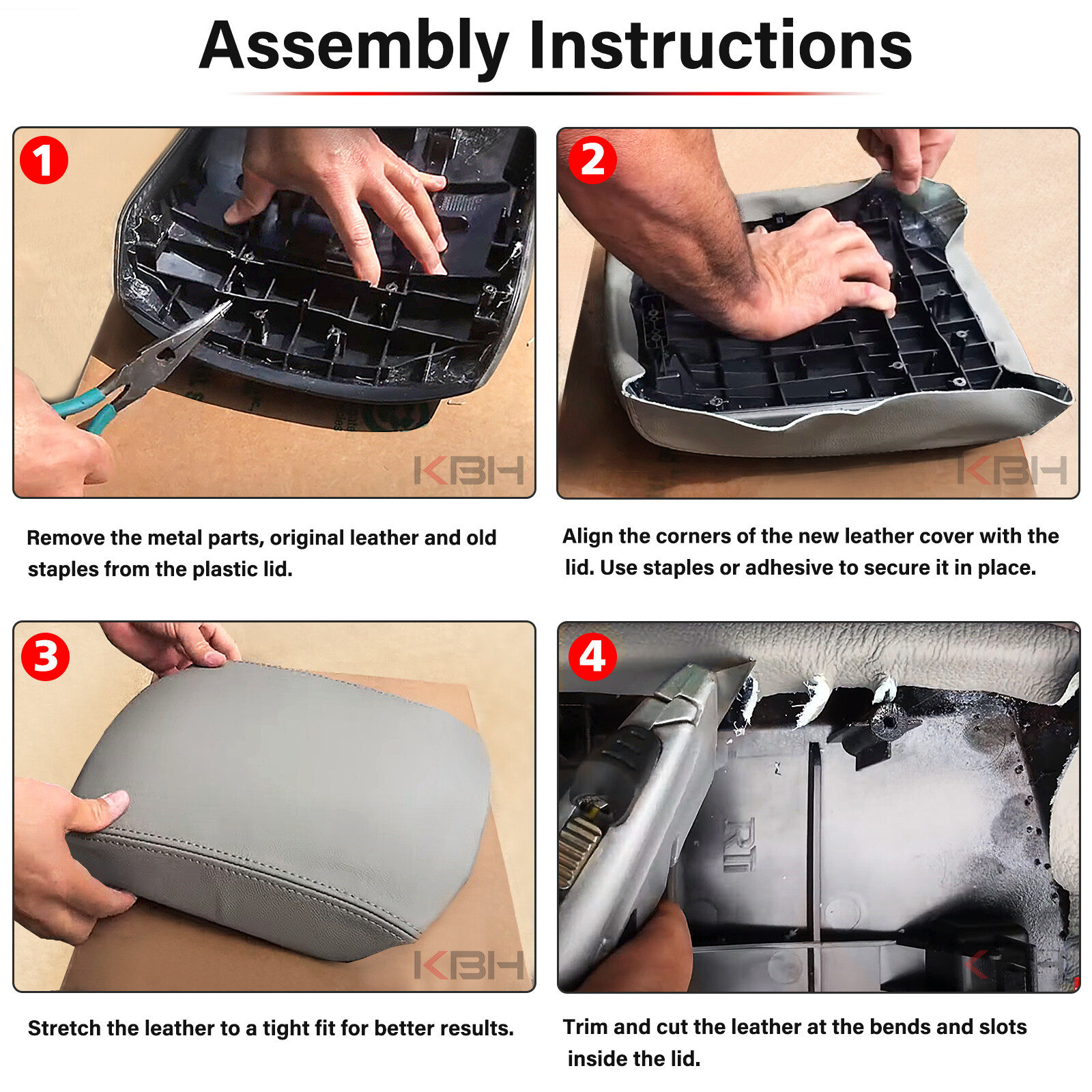 Fits 2009-2015 Honda Pilot Center Console Lid Armrest Replacement Cover Gray