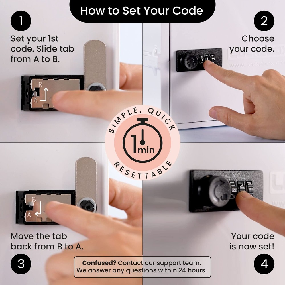 Lockabox Mini Small Lock Box w/ Combination Lock (Half Letter Sized)
