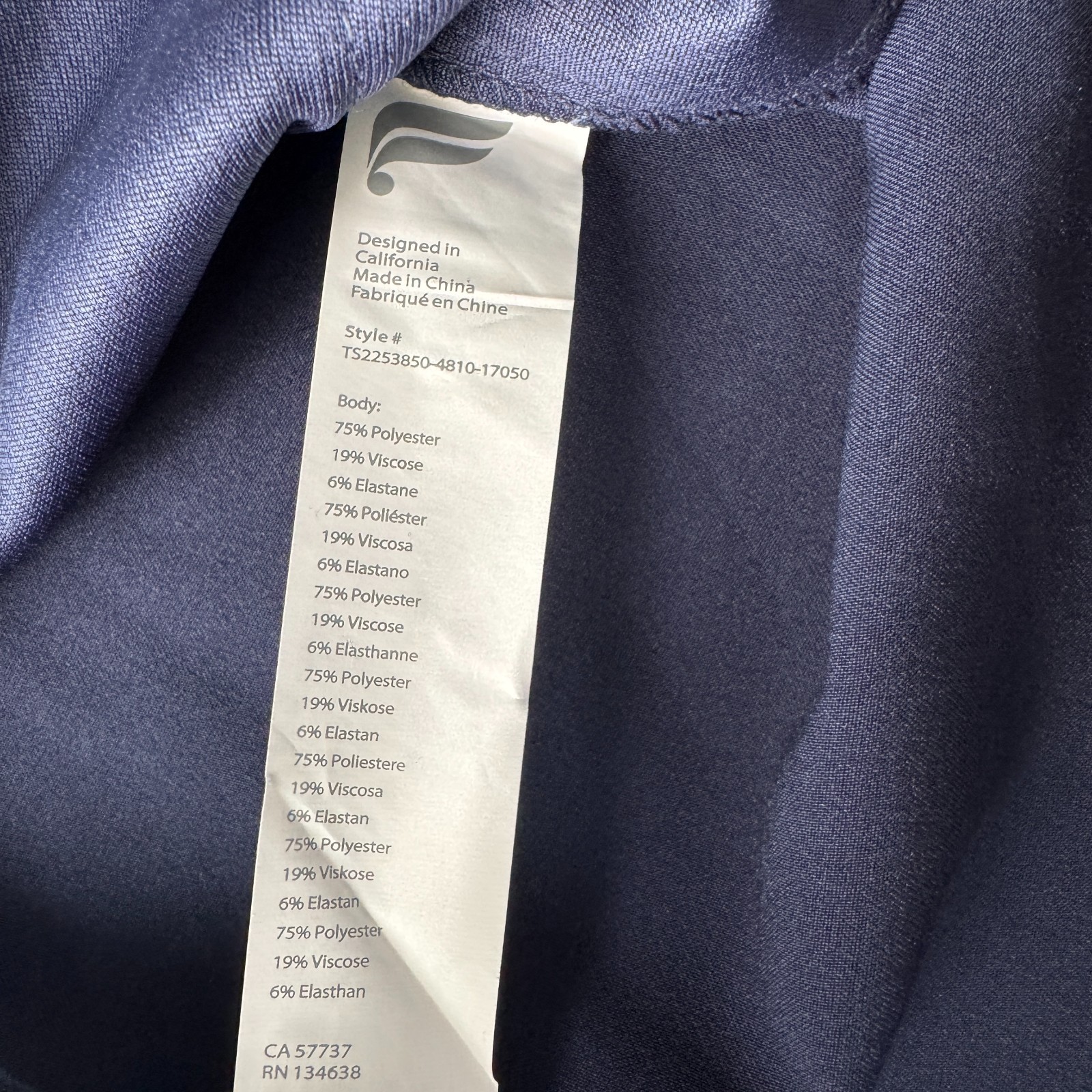 Fabletics Evolve Scrub Top Womens Large NWT Navy Blue 3 Pocket Oversized Stretch