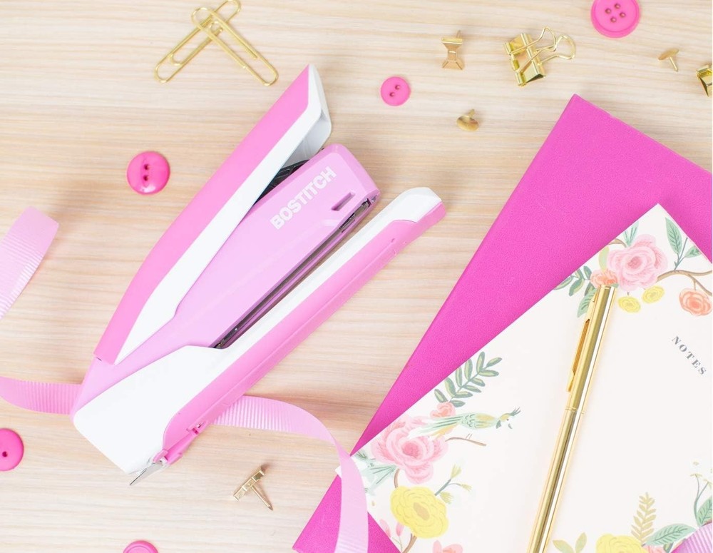 Desktop Stapler Pink 20 Sheet Capacity Jam-Free Tacking & Crafting