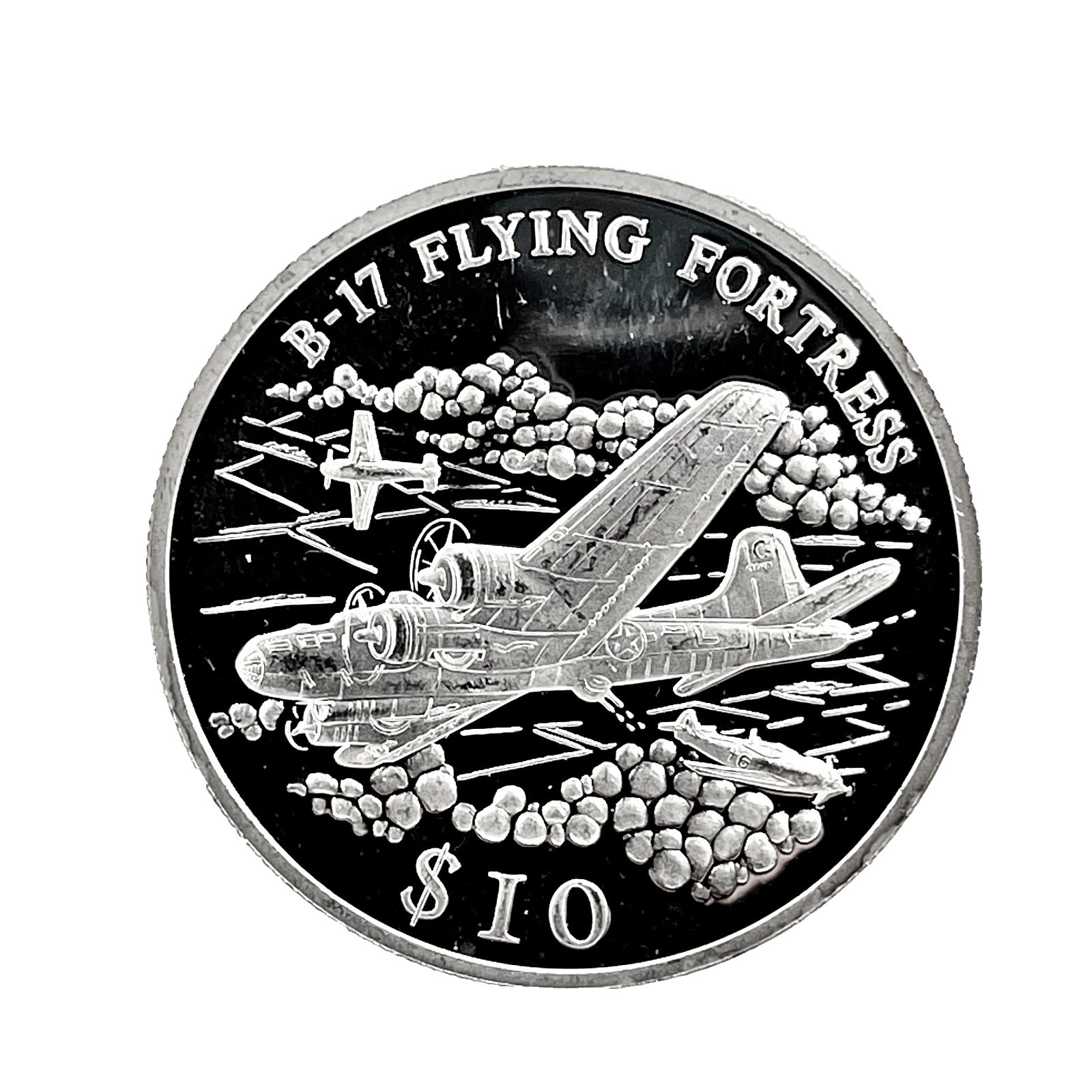 2000 LIBERIA $10 Dollars B-17 Flying Fortress  .999 Silver Proof Coin