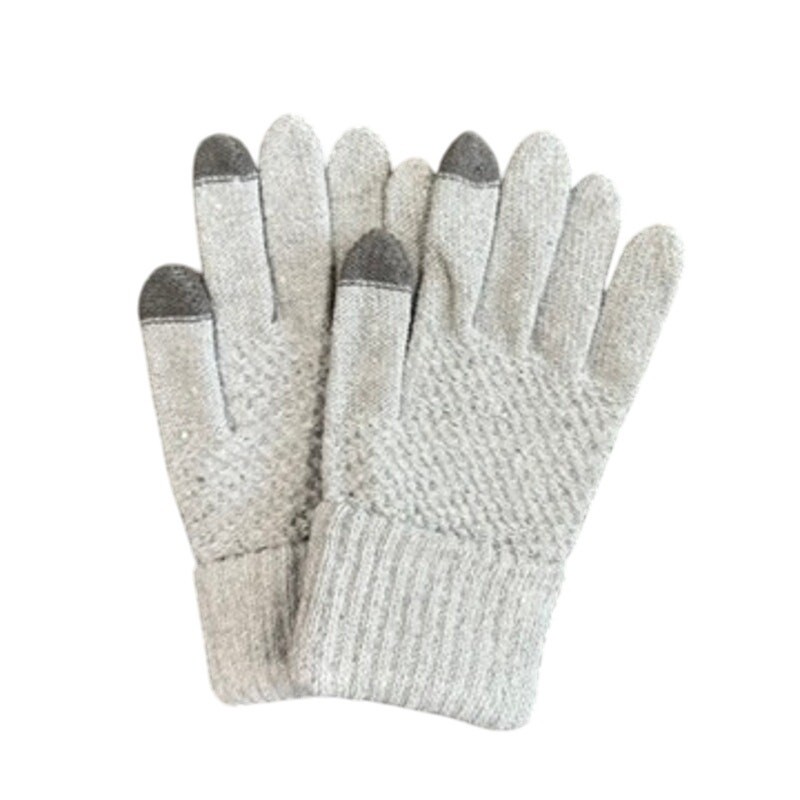 Knitted Tech Friendly Gloves in Gray