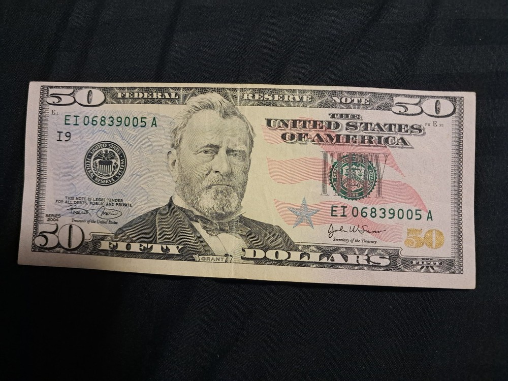 $50 Error Note Misaligned Print EI06839005A Banknote Uncertified Ungraded