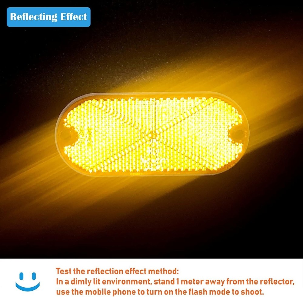 Self Adhesive Amber Reflectors for Trailers, Driveways and Mailboxes - 2 Pack