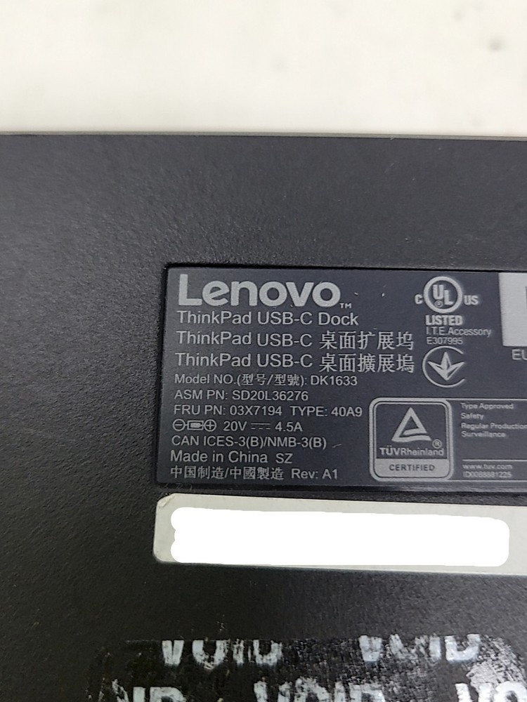 LENOVO DK1633 SD20L36276 ThinkDock USB-C Dock Docking Station