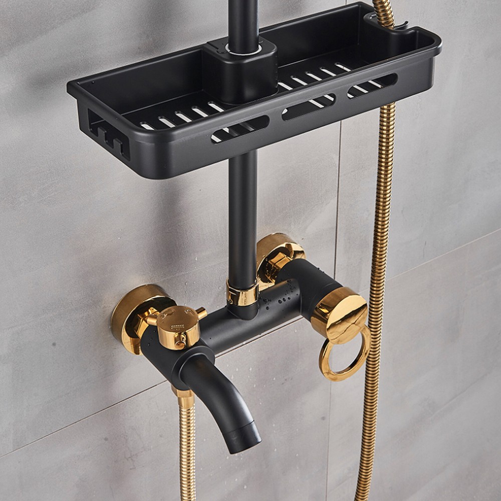 Exposed Shower Faucet System Rain Shower Head Combo 3Function Shower Fixture Set